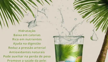A água de coco é uma excelente fonte de hidratação, uma vez que é rica em eletrólitos essenciais, como potássio, sódio e magnésio
